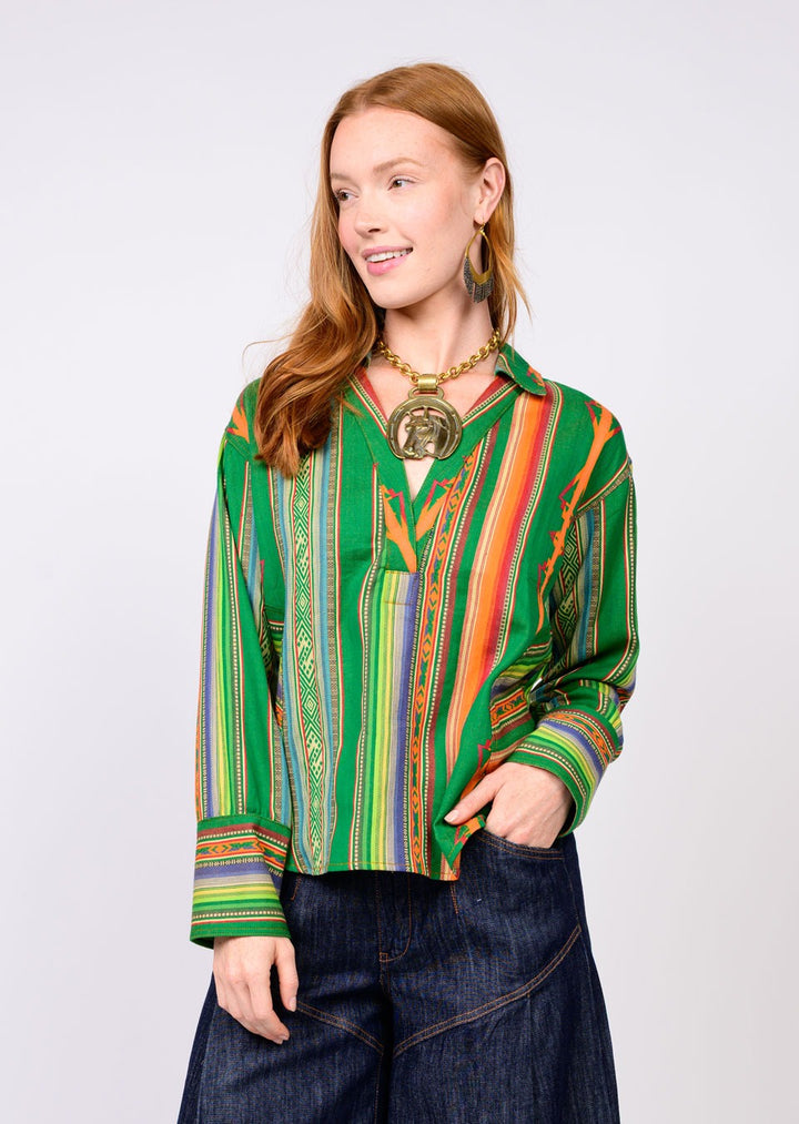 Serape Stripe Popover Top-Ivy Jane