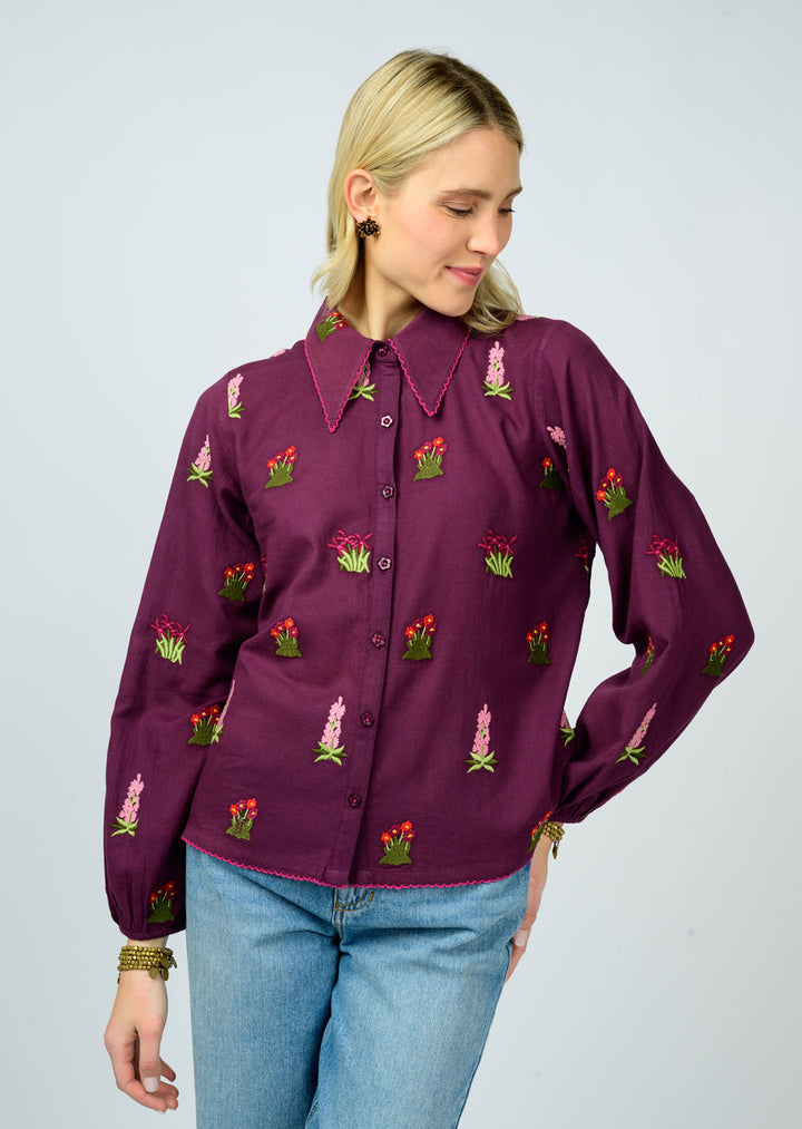 Scattered Embroidered Shirt-Ivy Jane