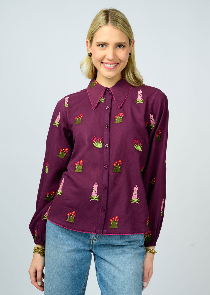 Scattered Embroidered Shirt-Ivy Jane