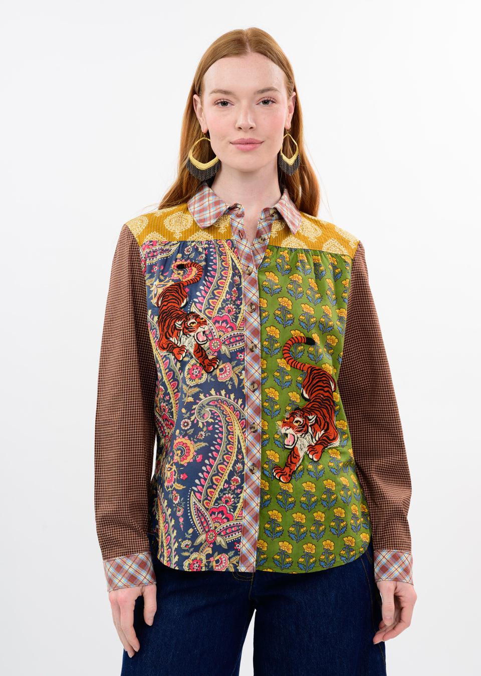 Tiger  Embroidered Patch Shirt by Ivy Jane