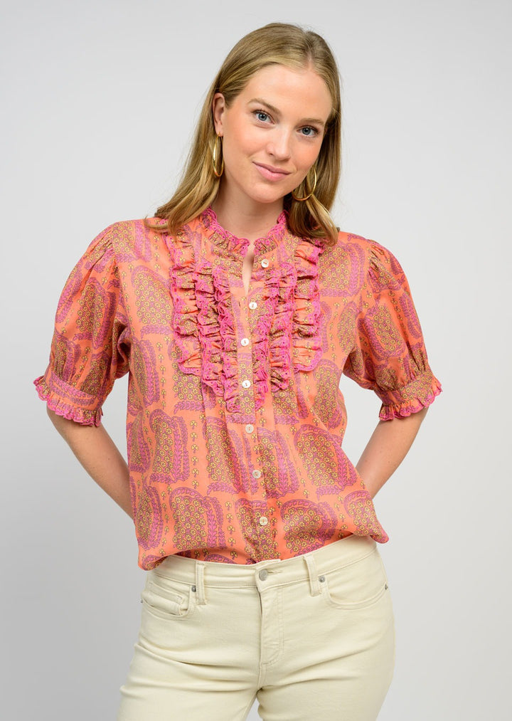 Eyelet Ruffled Shirt by Ivy Jane