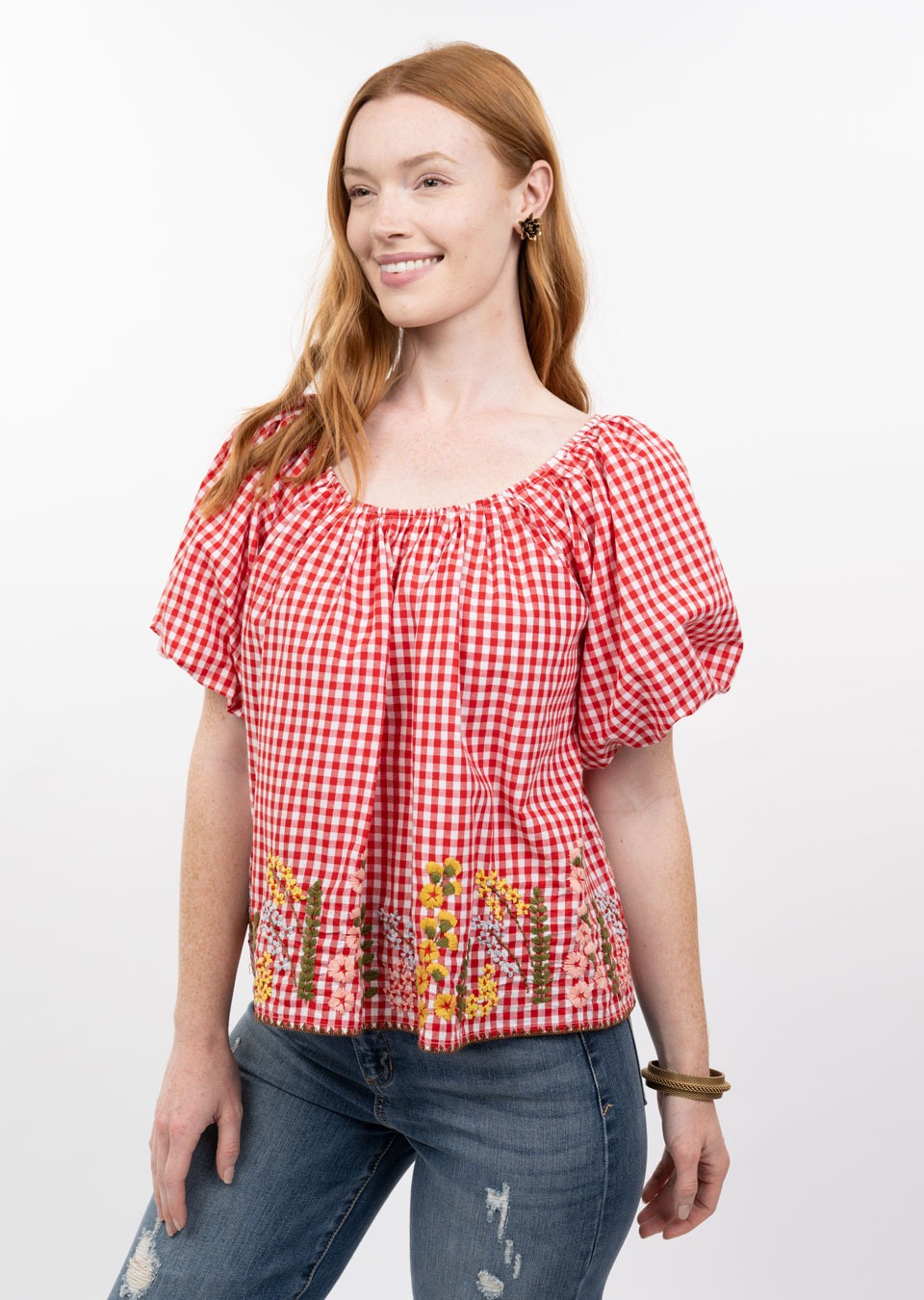 Gingham & Flowers Top-Ivy Jane