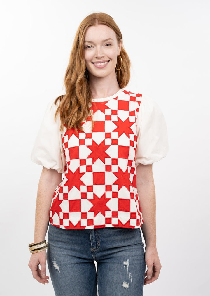 Quilted Pouf Sleeve Top by Ivy Jane