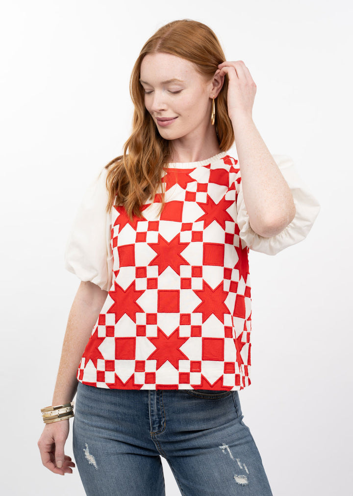 Quilted Pouf Sleeve Top by Ivy Jane