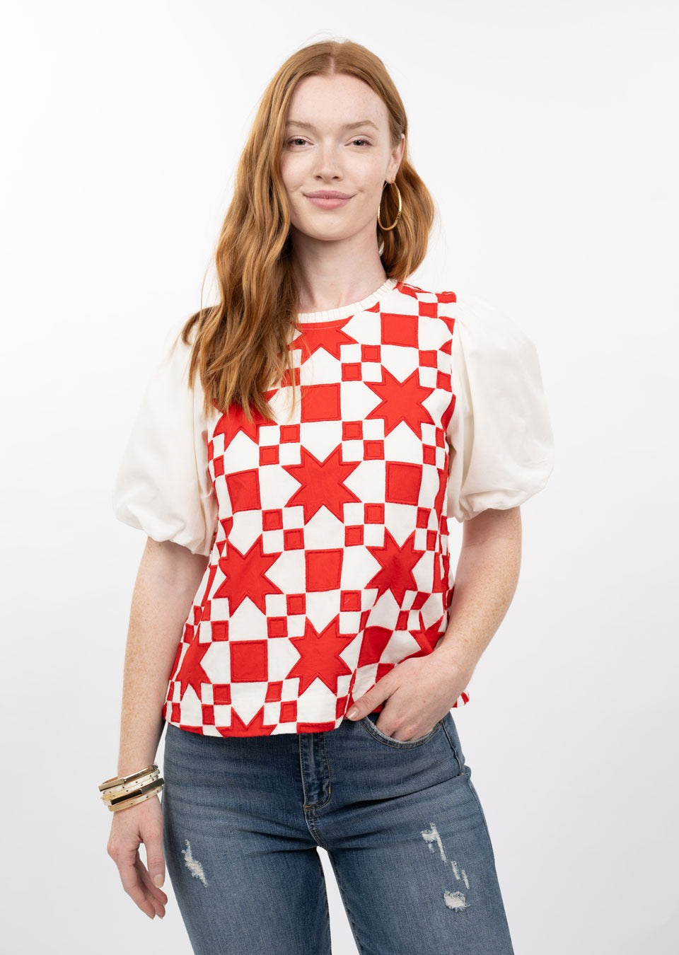 Quilted Pouf Sleeve Top by Ivy Jane