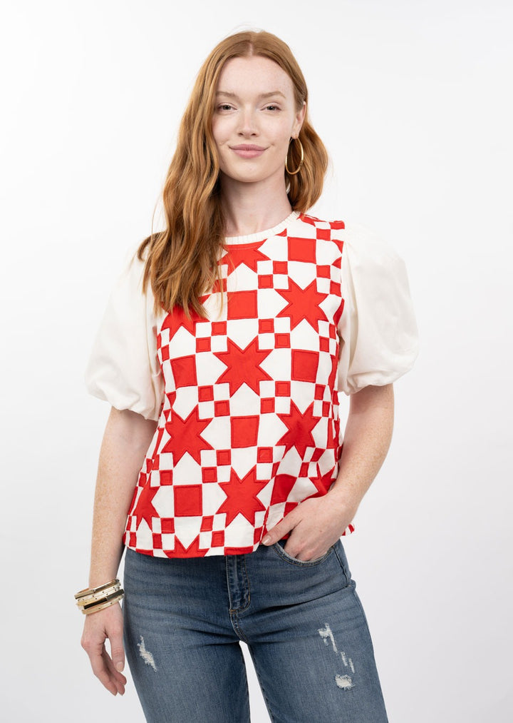 Quilted Pouf Sleeve Top by Ivy Jane