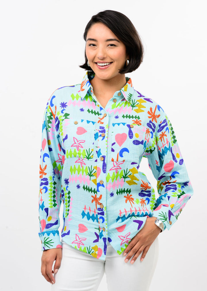 Long Sleeve Camp Shirt by Ivy Jane