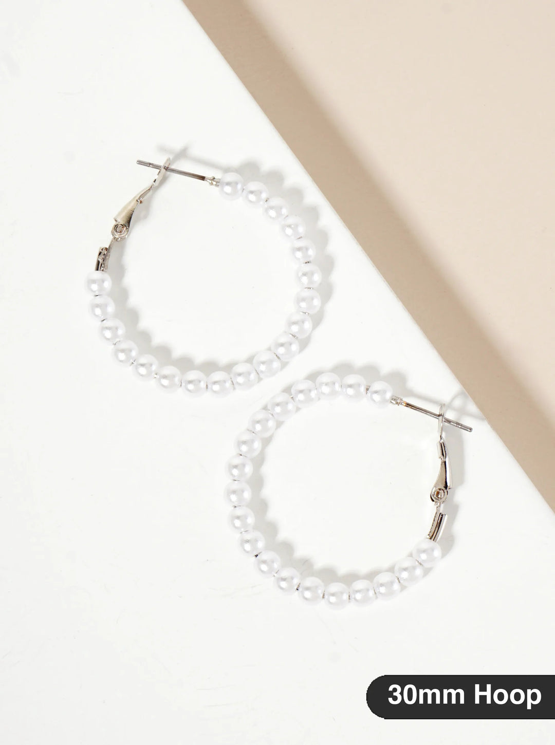 4mm Pearl Latch-back Hoop Earrings