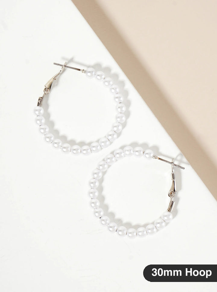 4mm Pearl Latch-back Hoop Earrings