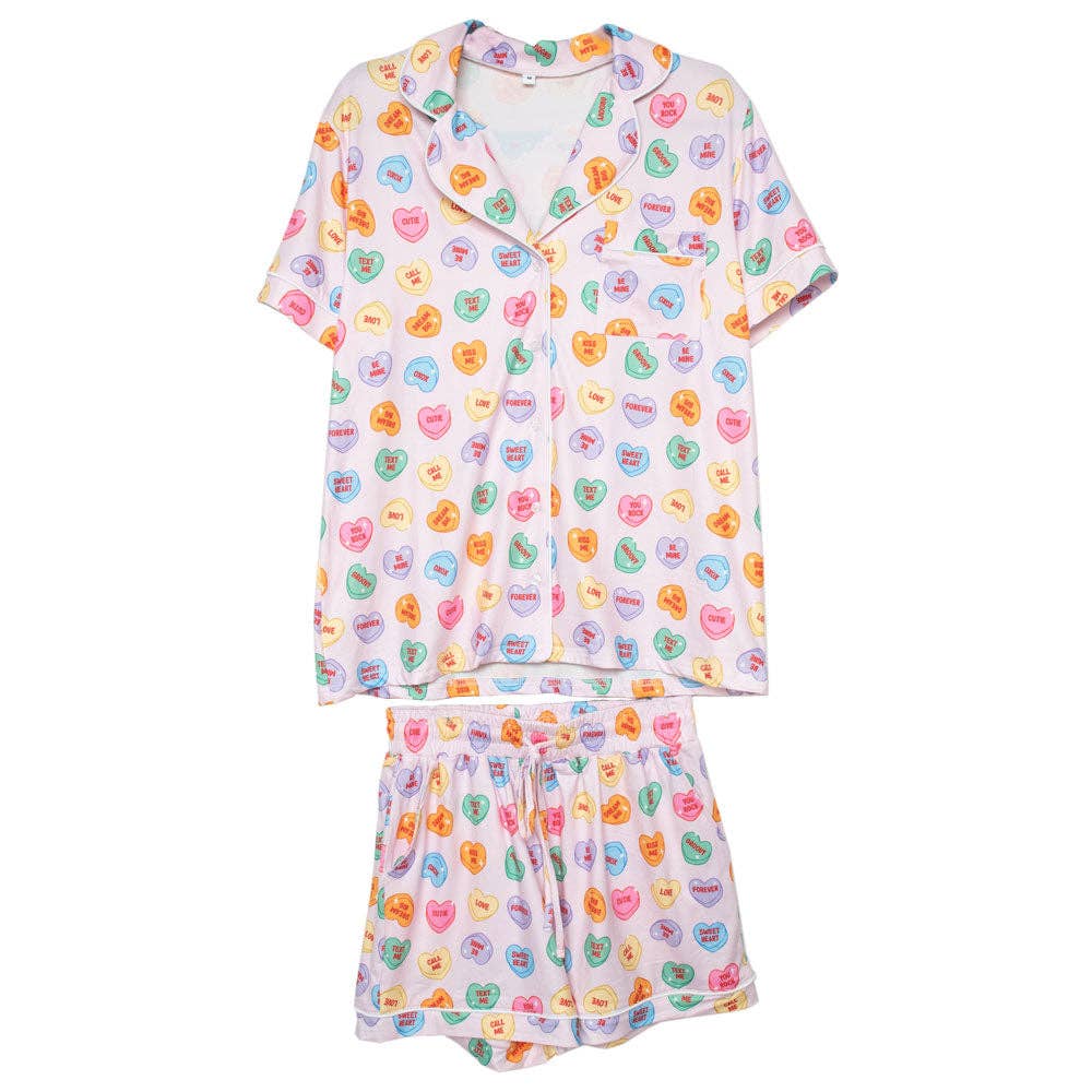 Multicolored Candy Hearts Valentine's Day PJ Sets