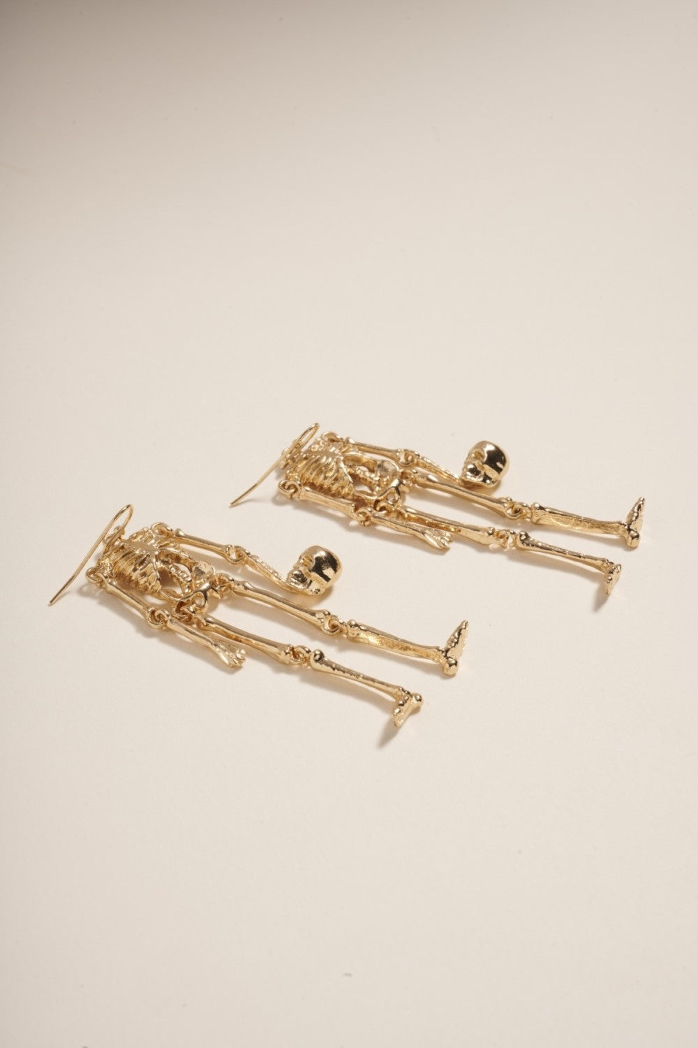 Skeleton Holding Skull Hook Dangle Earrings