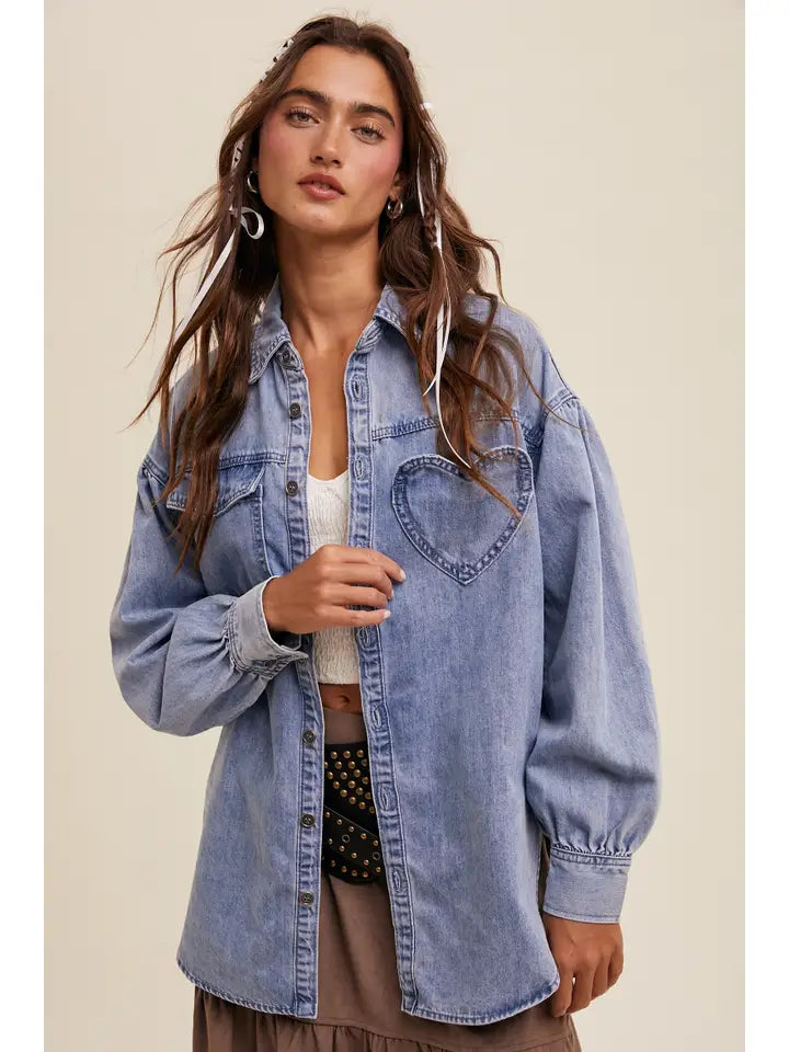 The Denim Heart Pocket Button Down