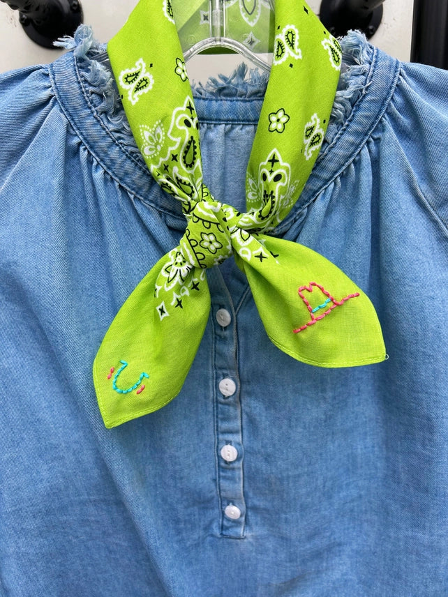 Lucky Cowgirl Embroidered Bandana