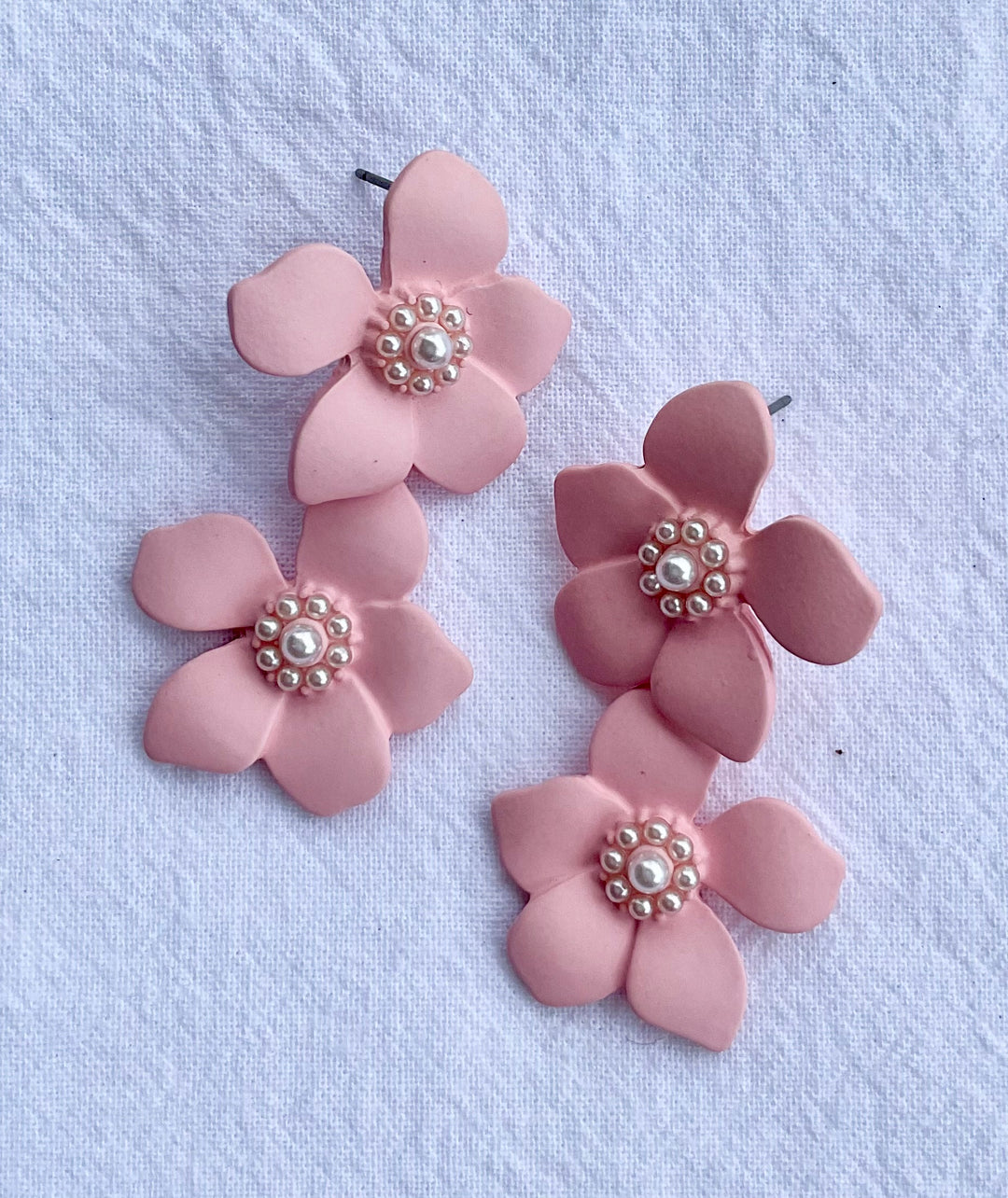Pearled Flower Drop Earrings