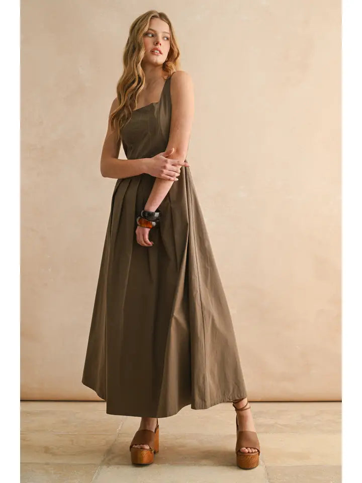 The Mocha Pleated Dress
