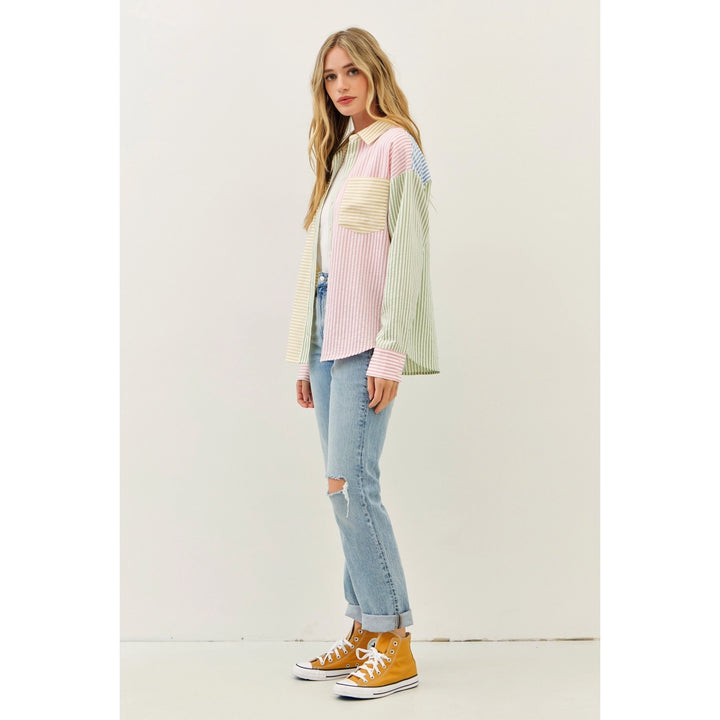 Spring Dream Multi Color Stripe Button-Down Shirt