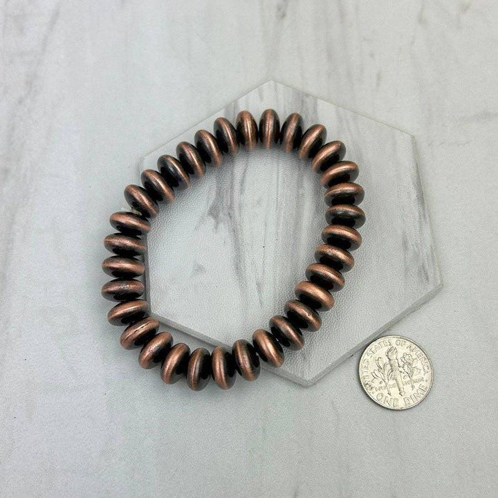 10mm stretch silver disk pearl beads Bracelet