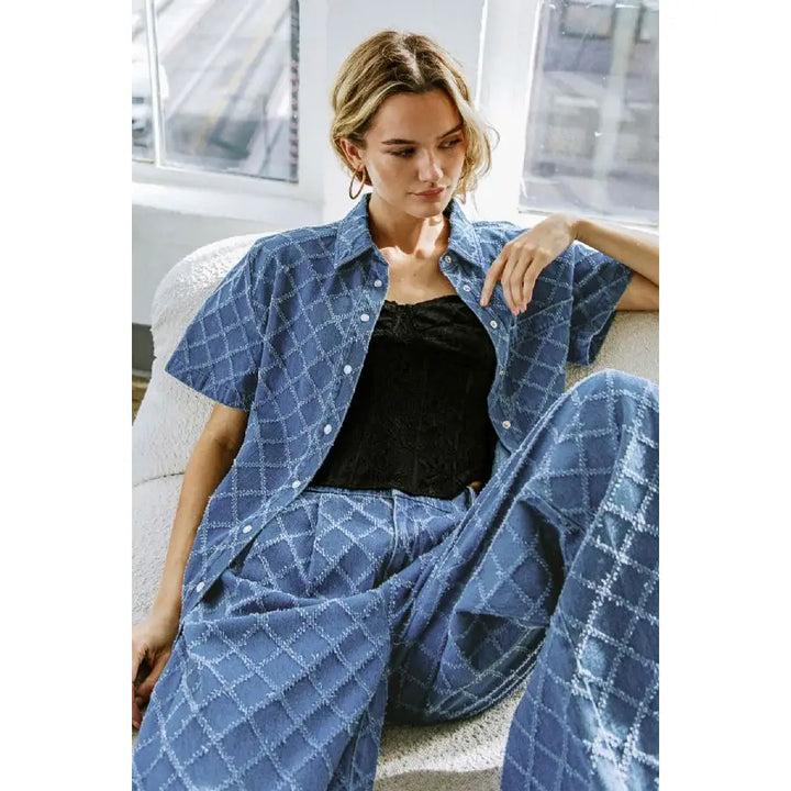 Textured Denim Top