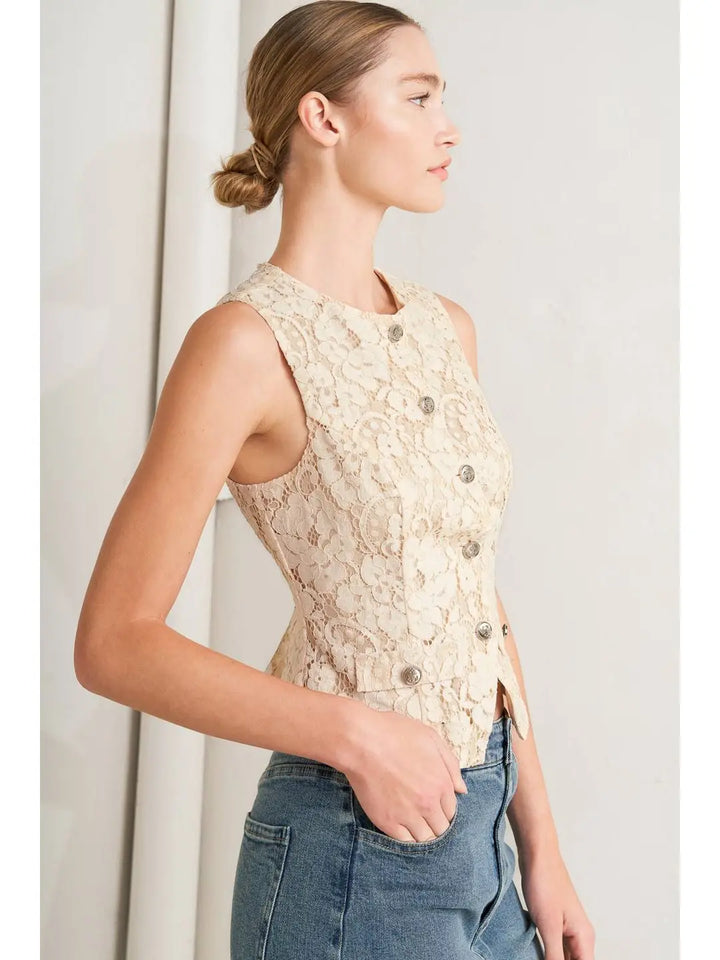 Beige Lace Vest