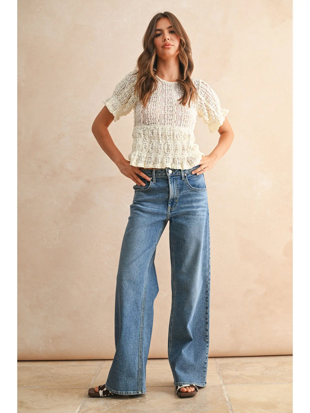 Short Sleeve Lace Blouse
