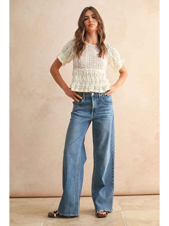 Short Sleeve Lace Blouse