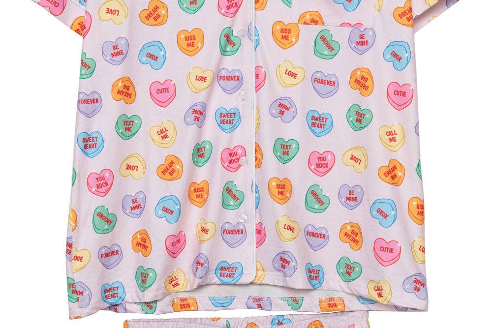 Multicolored Candy Hearts Valentine's Day PJ Sets