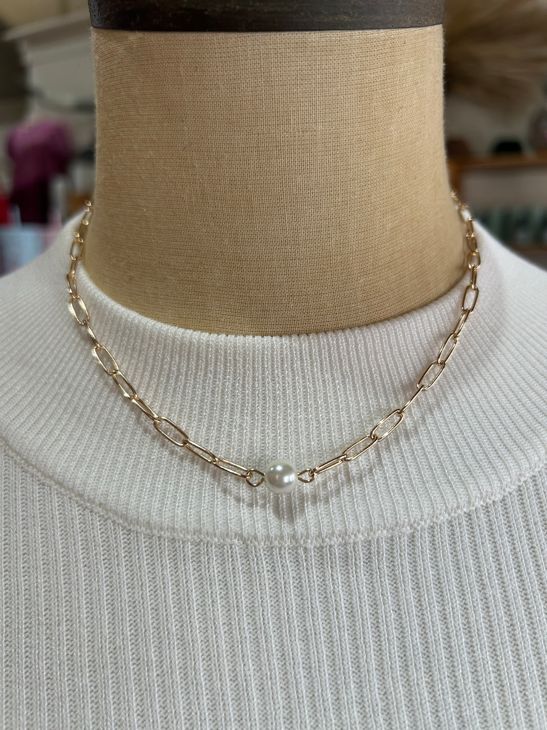 Pearl and Link Chain Necklace