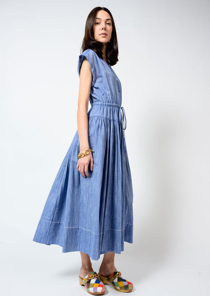 Chambray Zip Front Dress