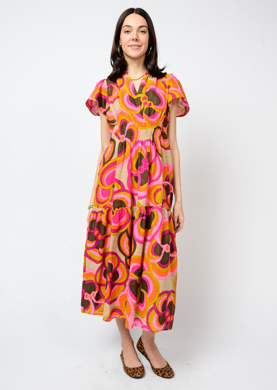 Bold Floral Midi Dress-Ivy Jane