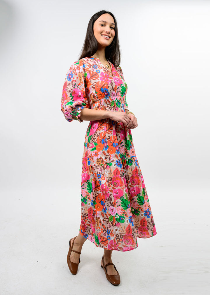 Floral Smocked Tiered Maxi Dress by Uncle Frank