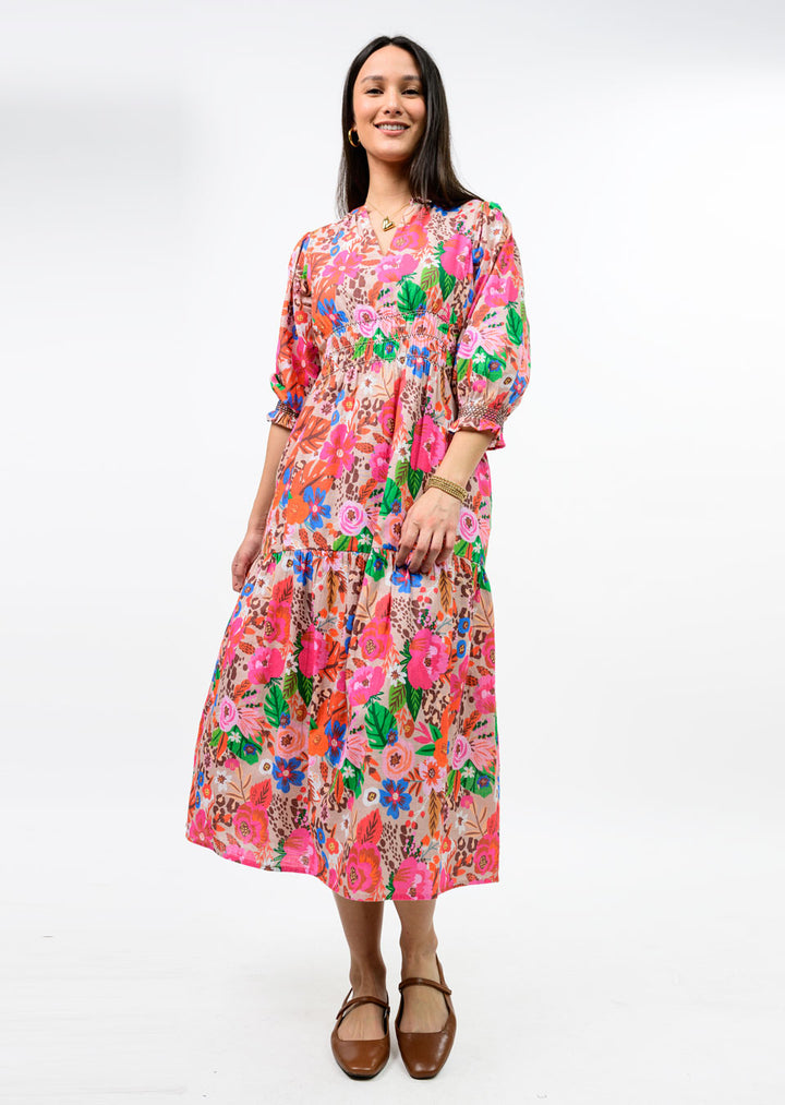 Floral Smocked Tiered Maxi Dress by Uncle Frank