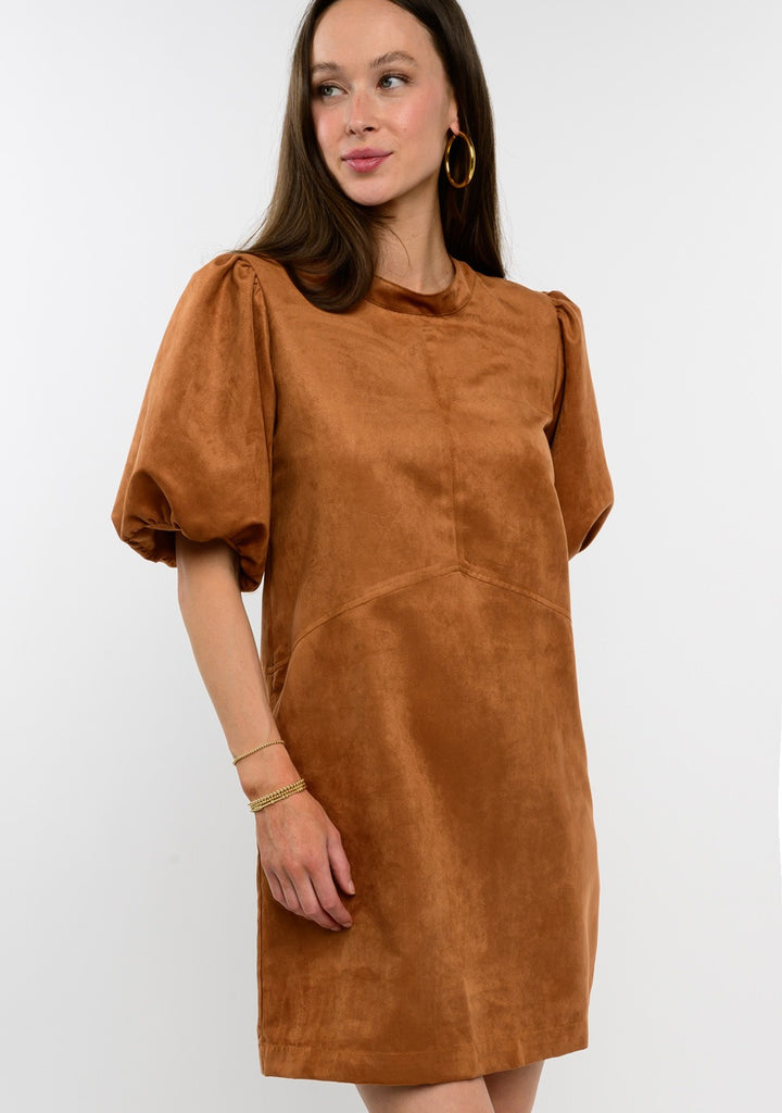 Pouf Sleeve Suede Dress by Uncle Frank