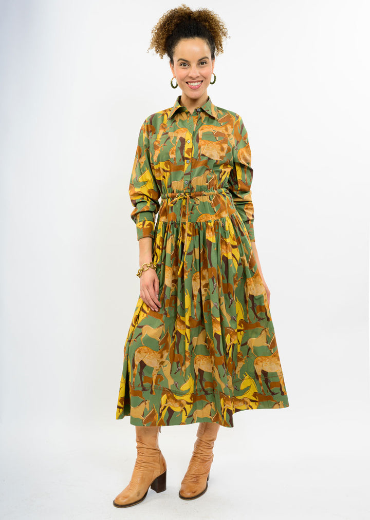 Horse Button Down Maxi Dress by Uncle Frank