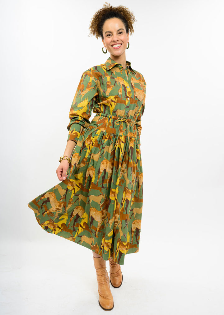 Horse Button Down Maxi Dress by Uncle Frank