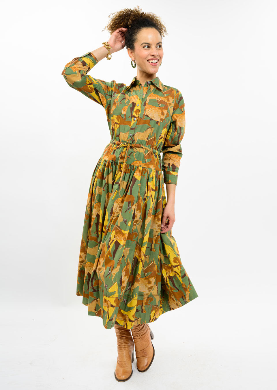 Horse Button Down Maxi Dress by Uncle Frank