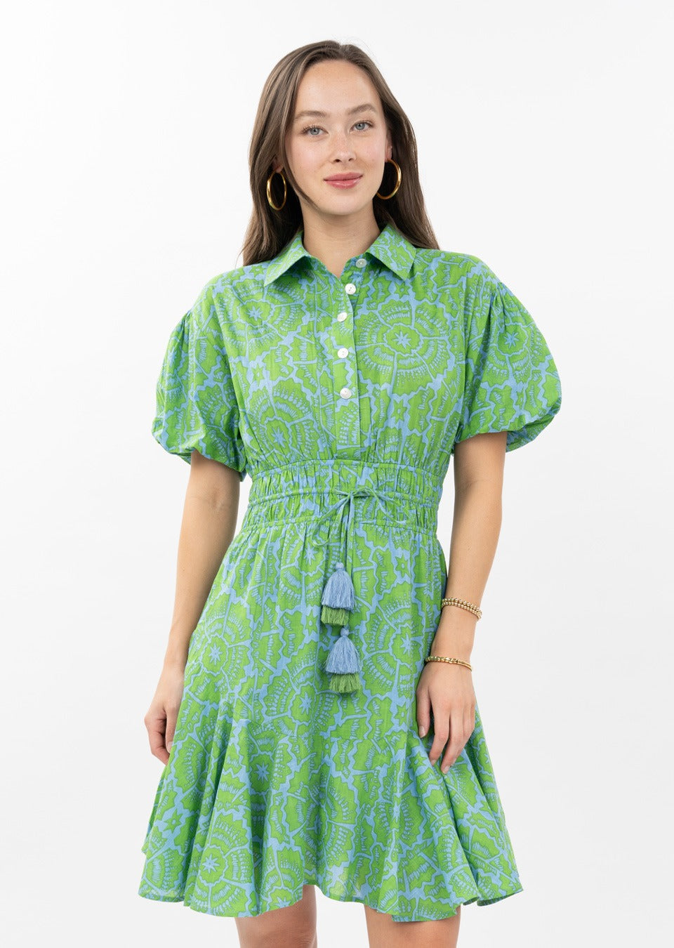 Flounced Hem Shirt Dress