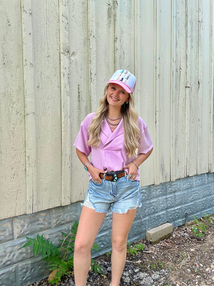 Folded Hem Popover Top in Orchid-Ivy Jane