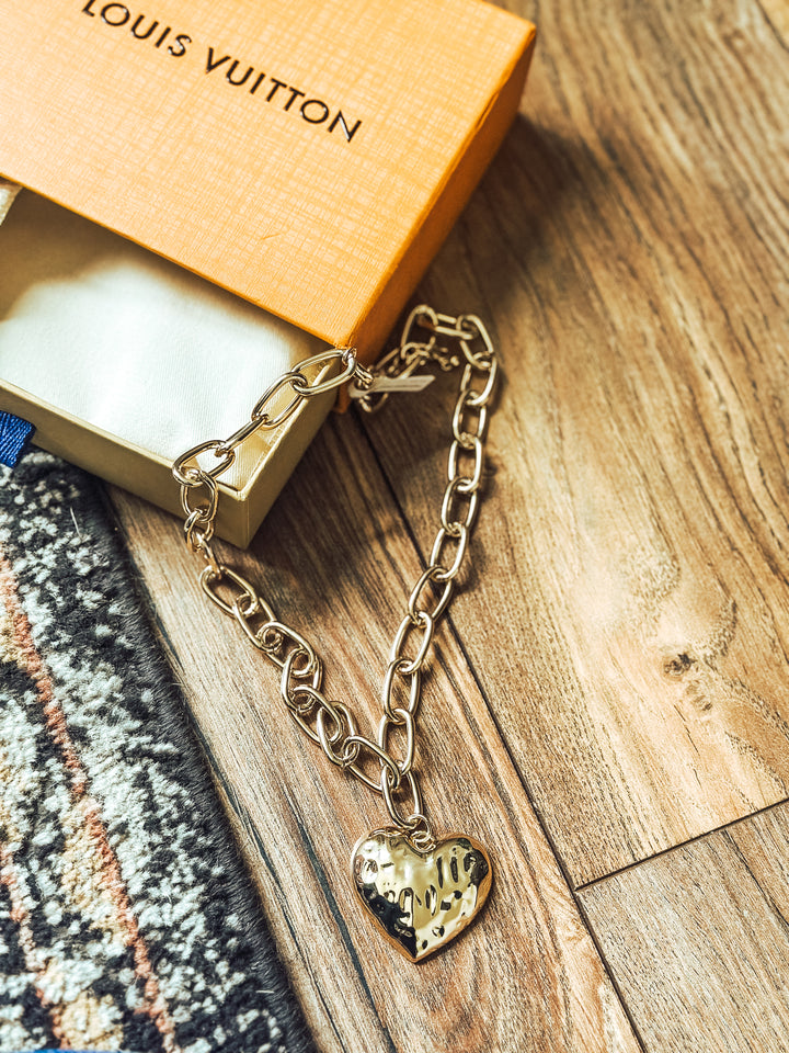 Hammered Heart Pendant Necklace