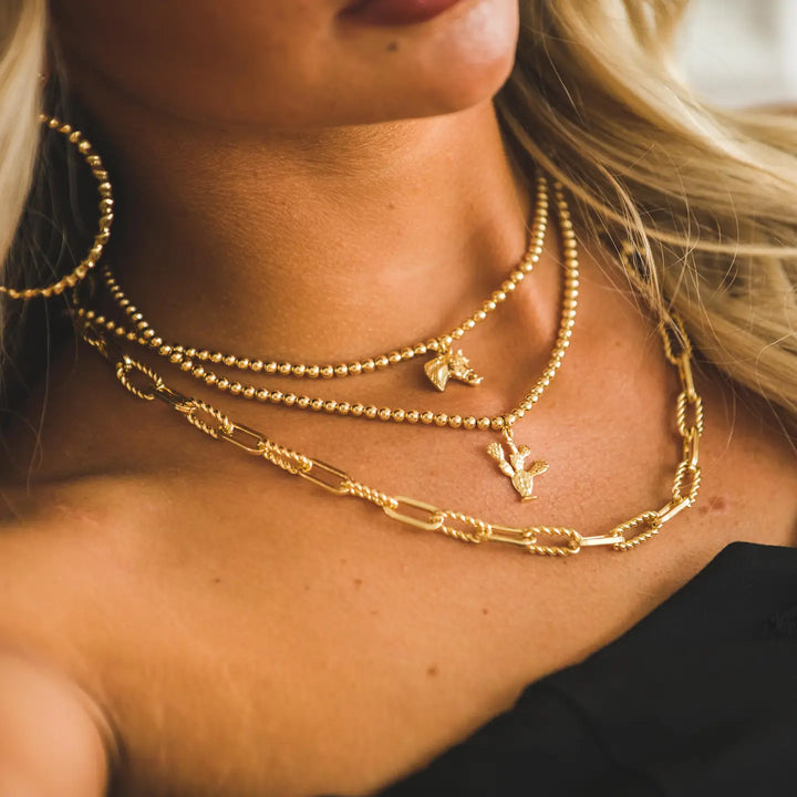 16" 18K Gold Plated Necklace with Horse Head Charm