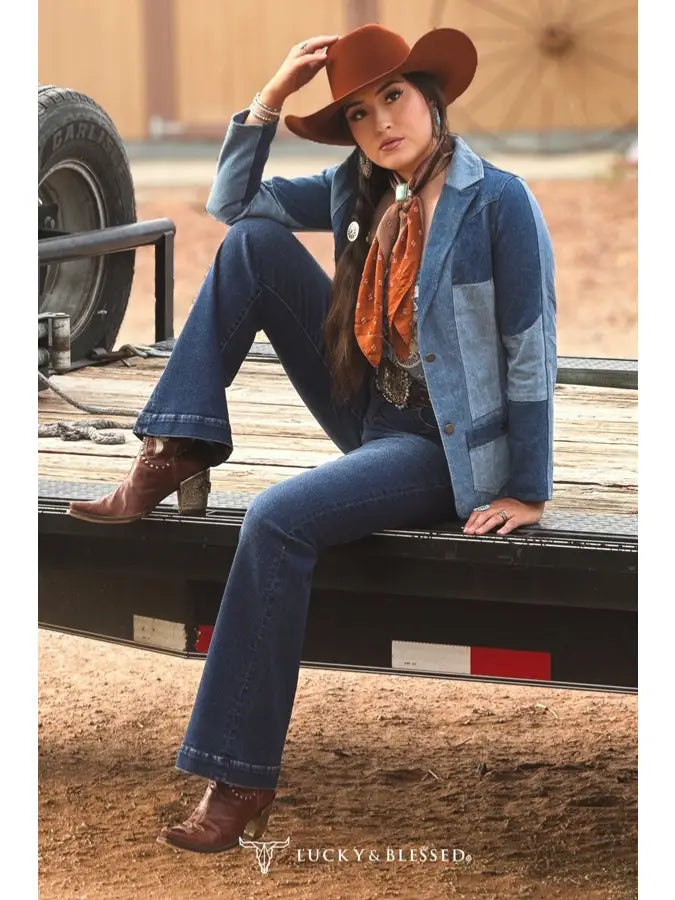 Mulit Denim Patchwork Blazer