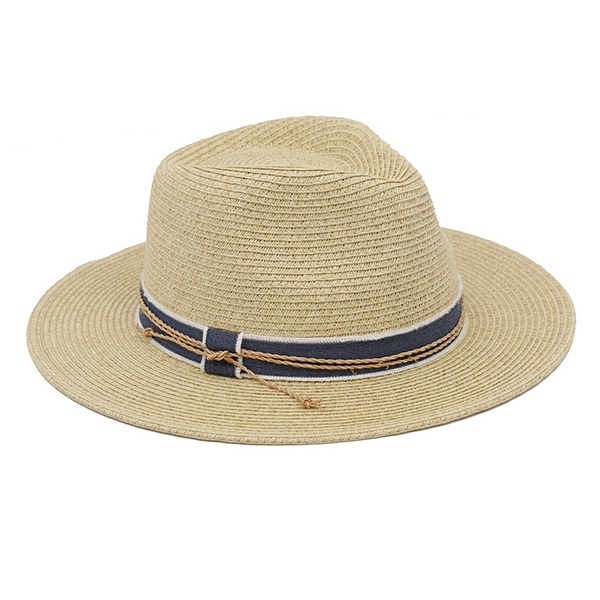 Straw Fedora Braided Cord Ribbon Natural Hat