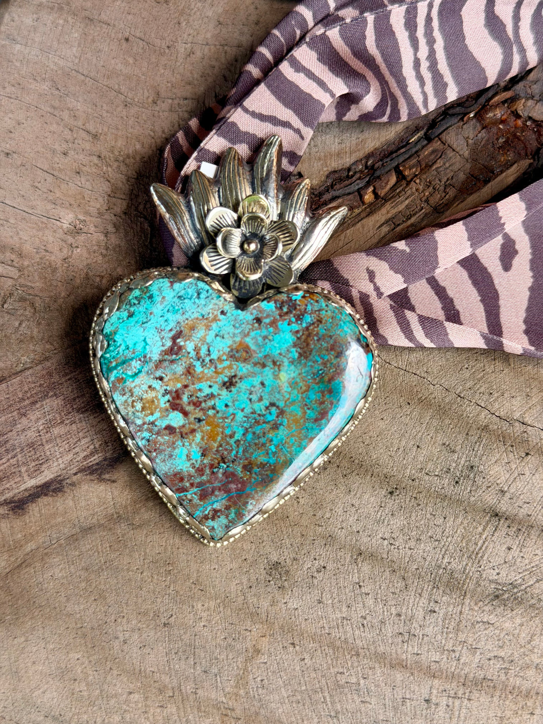 Flaming Heart Turquoise Pendant