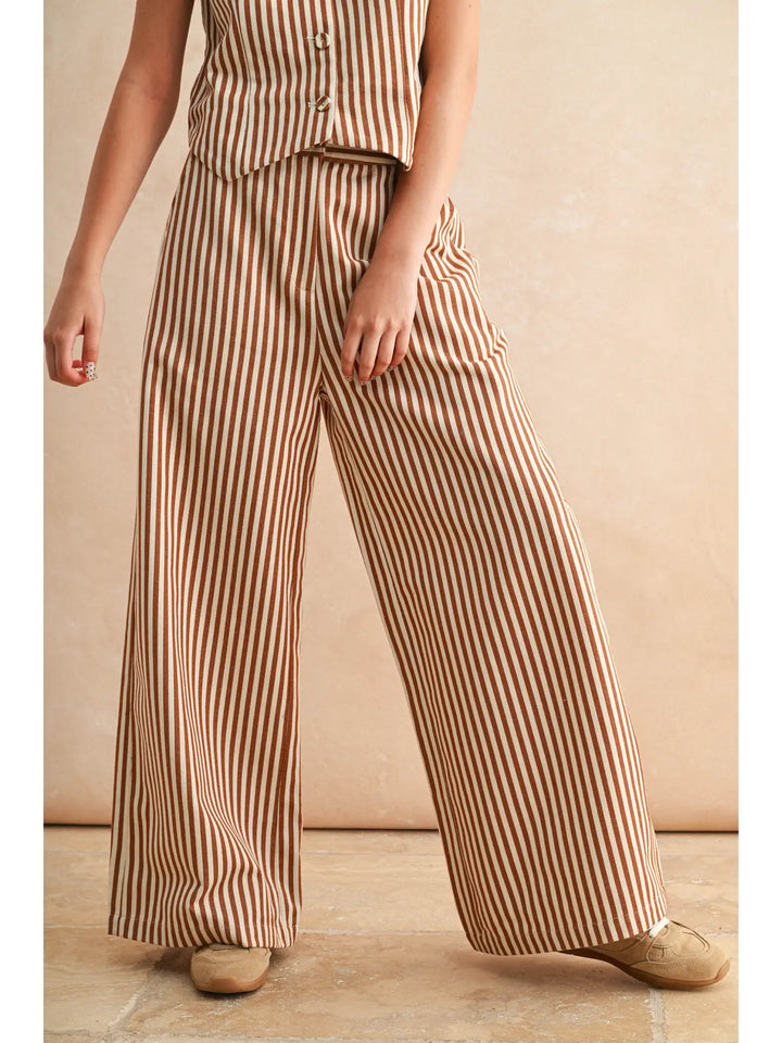 Striped Pattern Wide Leg Pants