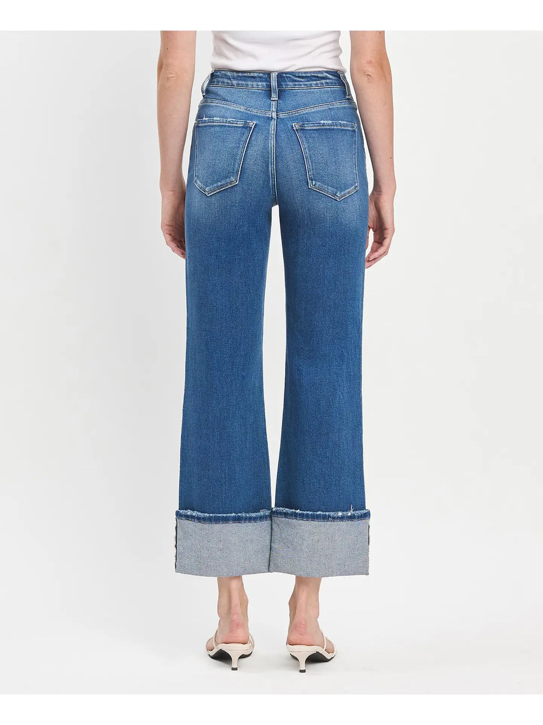 90's Vintage Super High Rise Cuffed Flare Jeans