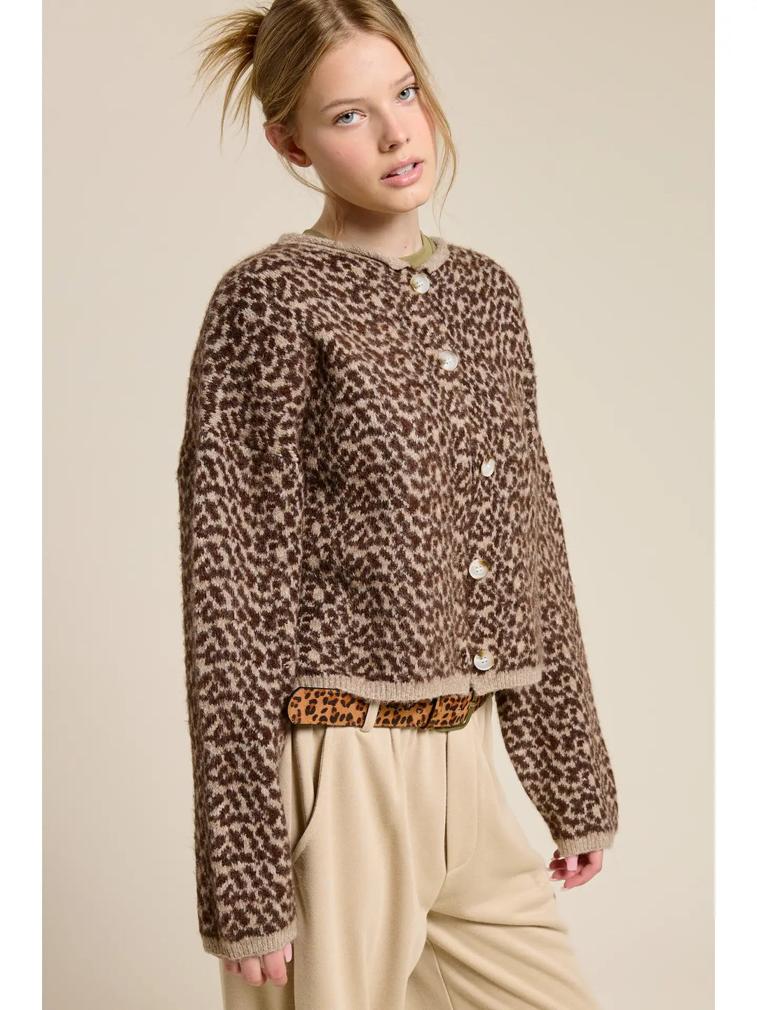 Cheetah Print Knit Cardigan