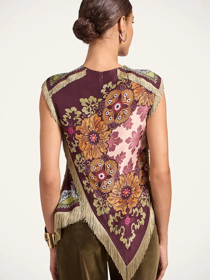 Asymmetrical Fringe Cross Top