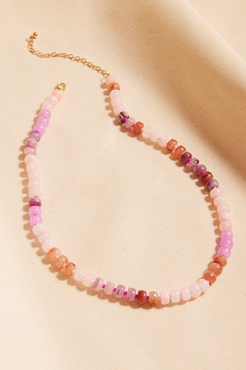 FLAT ROUND RESIN BEADS OMBRE MIXED NECKLACE