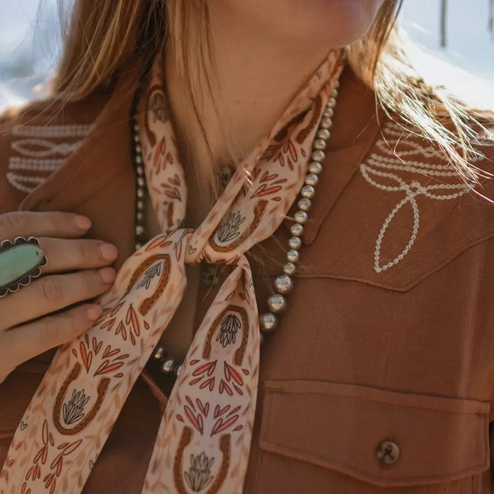 Western Harvest in Dusty Rose Twilly Cowgirl Scarf