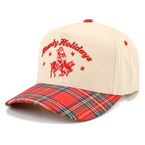 Howdy Holidays Santa Plaid Brim Trucker