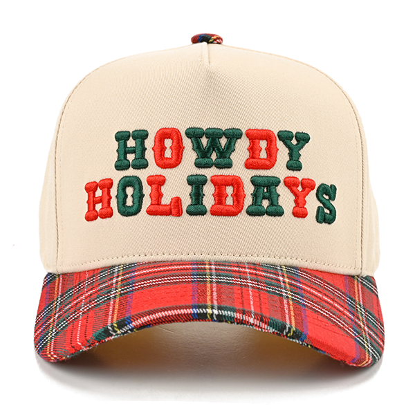 Howdy Holidays Plaid Brim Trucker Cap